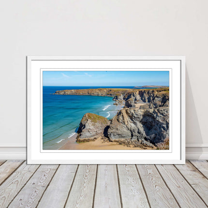 Bedruthan Steps picture frame and print near newquay cornwall ready to hang art