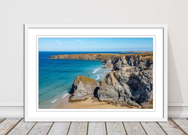 Bedruthan Steps picture frame and print near newquay cornwall ready to hang art