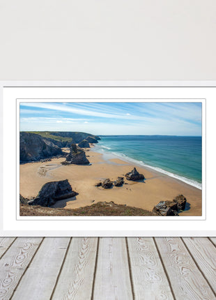 Bedruthan Steps Newquay Cornwall framed picture and print