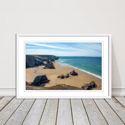 Bedruthan Steps Newquay Cornwall framed picture and print