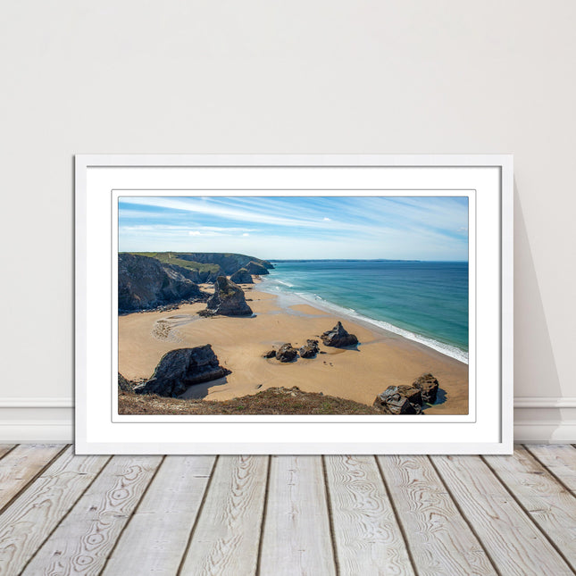 Bedruthan Steps Newquay Cornwall framed picture and print