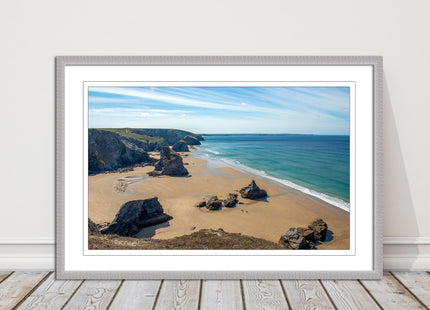 Bedruthan Steps Newquay Cornwall framed picture and print