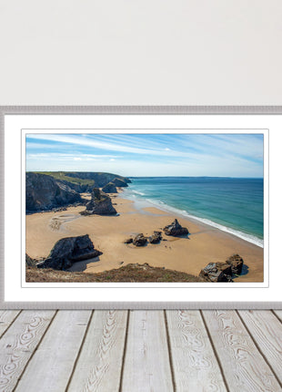 Bedruthan Steps Newquay Cornwall framed picture and print