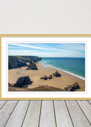 Bedruthan Steps Newquay Cornwall framed picture and print