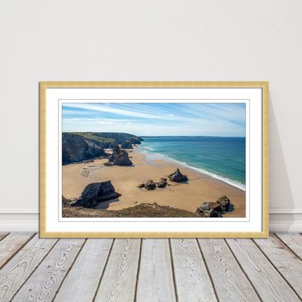 Bedruthan Steps Newquay Cornwall framed picture and print