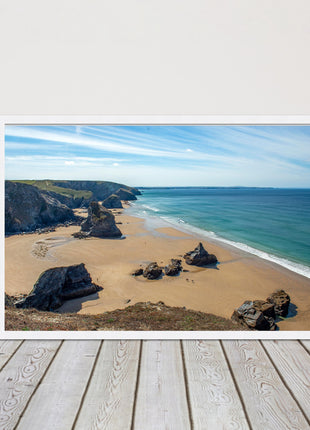 Bedruthan Steps Newquay Cornwall framed picture and print