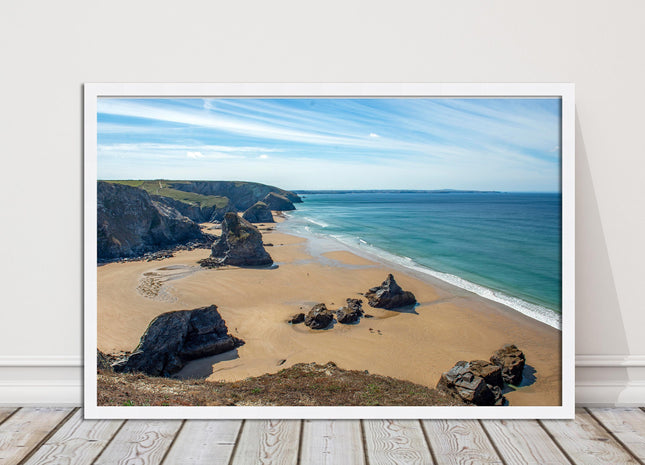 Bedruthan Steps Newquay Cornwall framed picture and print
