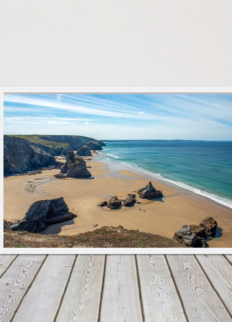 Bedruthan Steps Newquay Cornwall framed picture and print