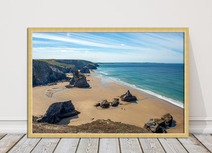 Bedruthan Steps Newquay Cornwall framed picture and print
