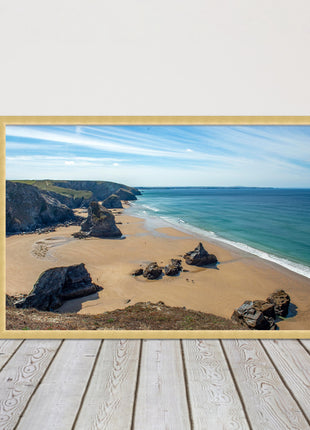 Bedruthan Steps Newquay Cornwall framed picture and print