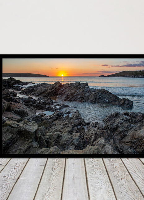 Crantock Beach, Newquay Cornwall. Framed picture print, choice of frame colours.