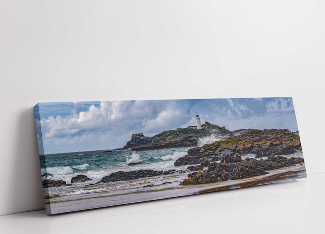 Godrevy Lighthouse North Cornwall. Panoramic canvas picture print Stunning image