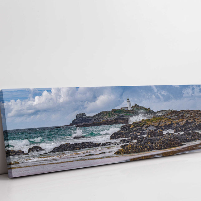 Godrevy Lighthouse North Cornwall. Panoramic canvas picture print Stunning image