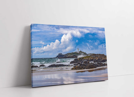 Godrevy lighthouse near St Ives stormy picture canvas picture print landscape