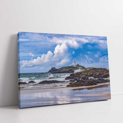 Godrevy lighthouse near St Ives stormy picture canvas picture print landscape