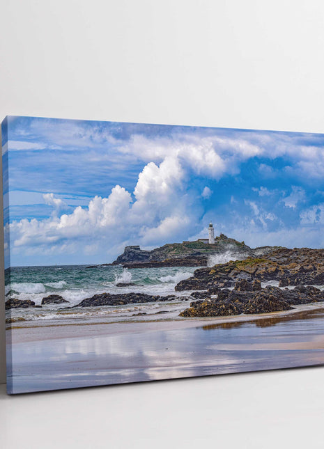 Godrevy lighthouse near St Ives stormy picture canvas picture print landscape