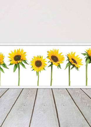 Golden sunflowers painting. Panoramic framed picture print frame choice