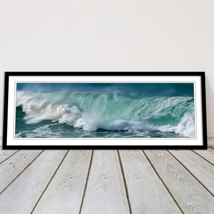 Rolling waves Panoramic Framed picture print Beautiful colours crashing waves