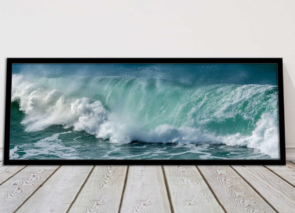 Rolling waves Panoramic Framed picture print Beautiful colours crashing waves