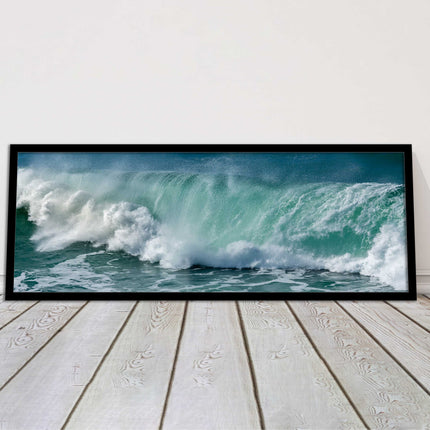 Rolling waves Panoramic Framed picture print Beautiful colours crashing waves
