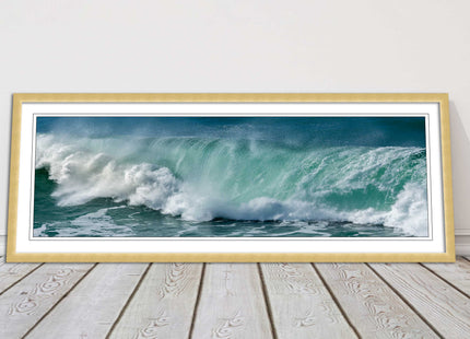 Rolling waves Panoramic Framed picture print Beautiful colours crashing waves