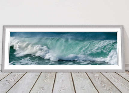 Rolling waves Panoramic Framed picture print Beautiful colours crashing waves