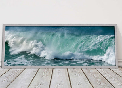 Rolling waves Panoramic Framed picture print Beautiful colours crashing waves