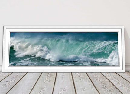 Rolling waves Panoramic Framed picture print Beautiful colours crashing waves