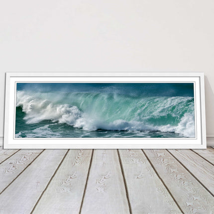 Rolling waves Panoramic Framed picture print Beautiful colours crashing waves