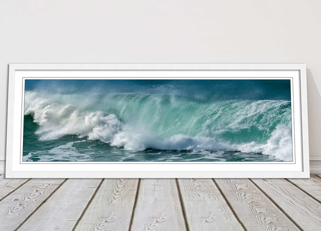Rolling waves Panoramic Framed picture print Beautiful colours crashing waves