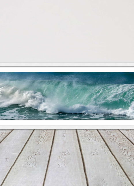 Rolling waves Panoramic Framed picture print Beautiful colours crashing waves