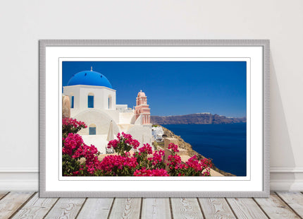 Santorini, Greece. Framed picture print with a choice of frame colours.