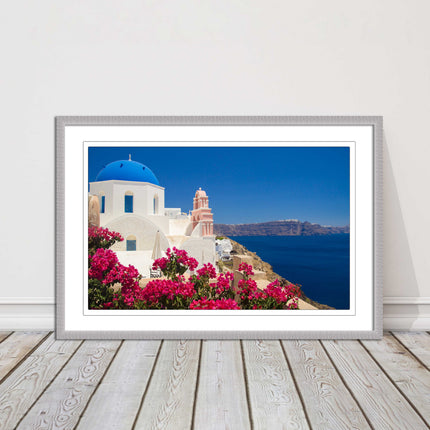 Santorini, Greece. Framed picture print with a choice of frame colours.
