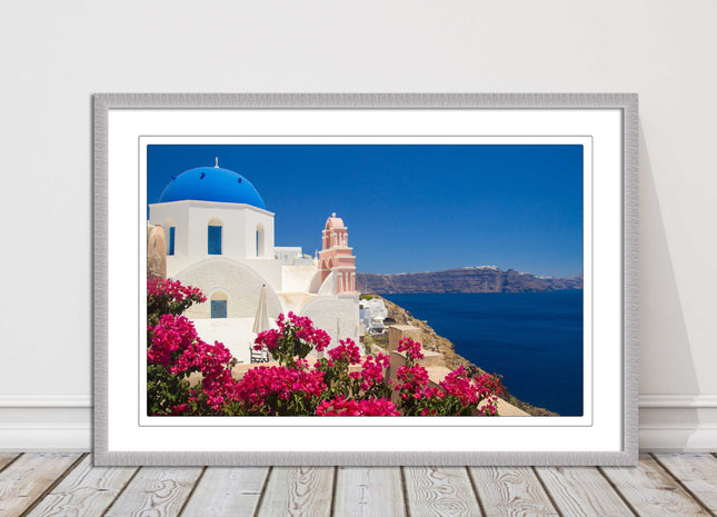Santorini, Greece. Framed picture print with a choice of frame colours.
