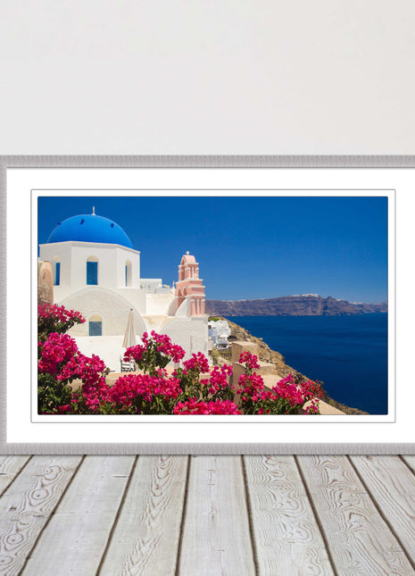 Santorini, Greece. Framed picture print with a choice of frame colours.