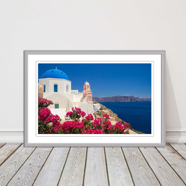 Santorini, Greece. Framed picture print with a choice of frame colours.