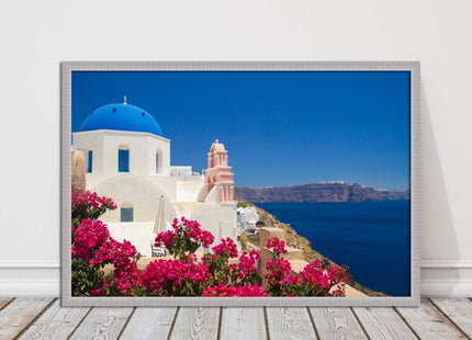 Santorini, Greece. Framed picture print with a choice of frame colours.