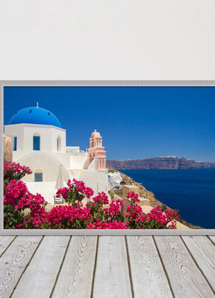 Santorini, Greece. Framed picture print with a choice of frame colours.