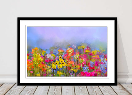 summer flowers print and picture frame ready to hang wall art home decor