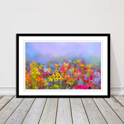summer flowers print and picture frame ready to hang wall art home decor