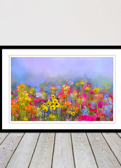 summer flowers print and picture frame ready to hang wall art home decor