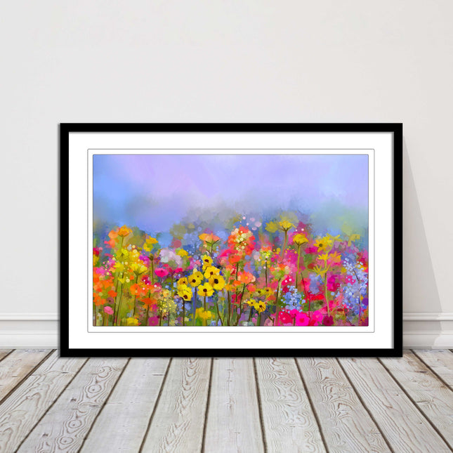 summer flowers print and picture frame ready to hang wall art home decor