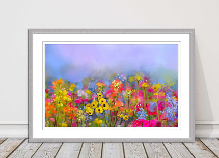 summer flowers print and picture frame ready to hang wall art home decor