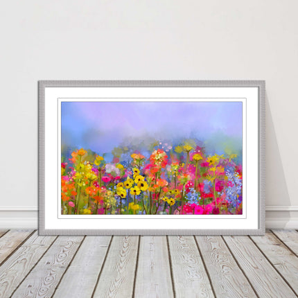summer flowers print and picture frame ready to hang wall art home decor
