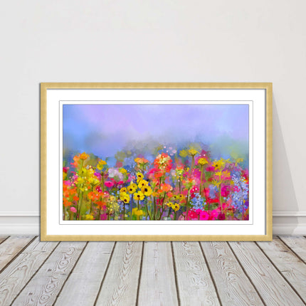 summer flowers print and picture frame ready to hang wall art home decor