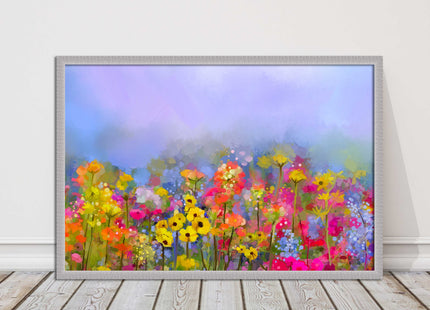 summer flowers print and picture frame ready to hang wall art home decor