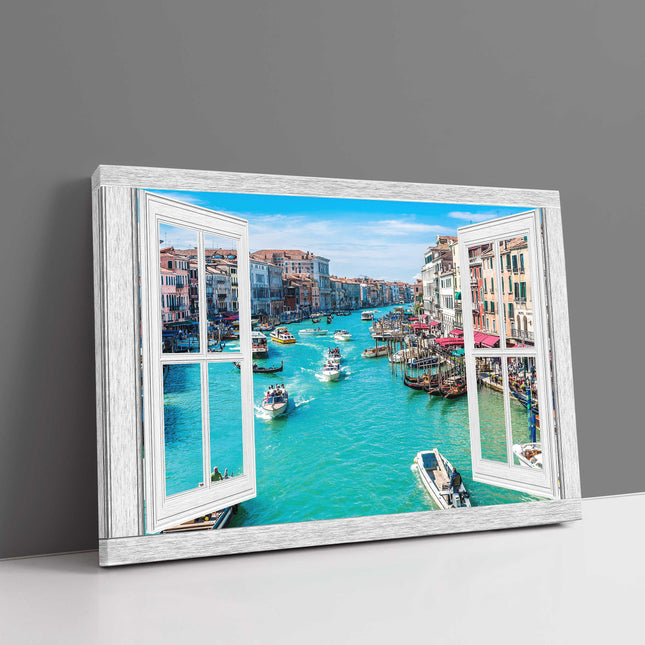 Window frame style canvas Print. Venice, Italy. Wall decor for home or office