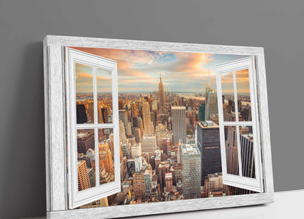 through the window new york city skyline open window canvas picture print