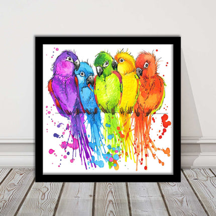 framed picture wall art colourful parrots painting vibrant colours modern