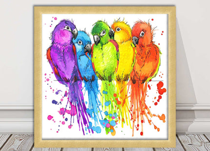 framed picture wall art colourful parrots painting vibrant colours modern